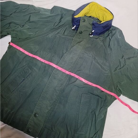 VINTAGE 90s Tommy‎ Hilfiger green packable hood windbreaker gorpcore jacket L - Picture 10 of 11